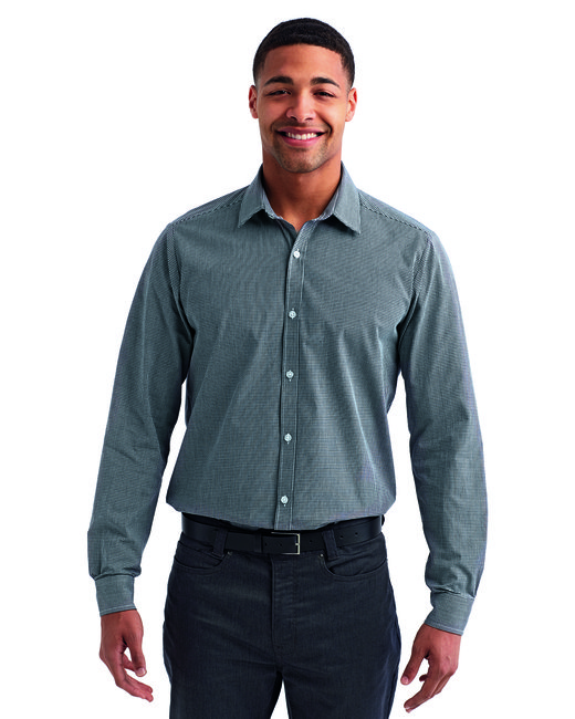 RP220 Men's Microcheck Gingham Long-Sleeve Cotton Shirt