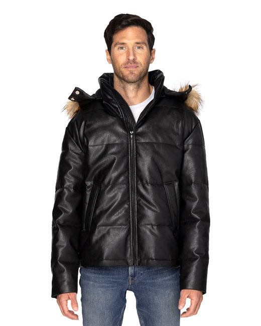 397J Unisex Vegan Leather Puffer Jacket